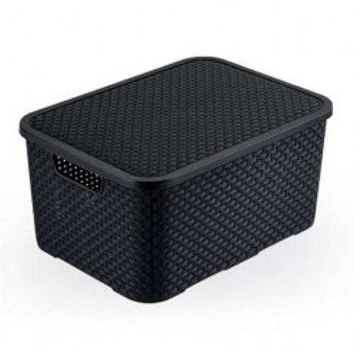 Organizadora Rattan Com Tampa 15Lts Preto 25593 - Arqplast Imagem de Organizadora Rattan Com Tampa 15Lts Preto 25593