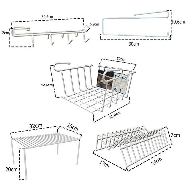 Imagem de Organizadores armario cozinha prateleira aramada rack suspenso multifuncional