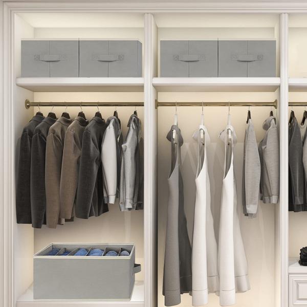 Imagem de Organizadores de roupas de guarda-roupa Baesyhom, 6 peças, tamanho grande, cinza