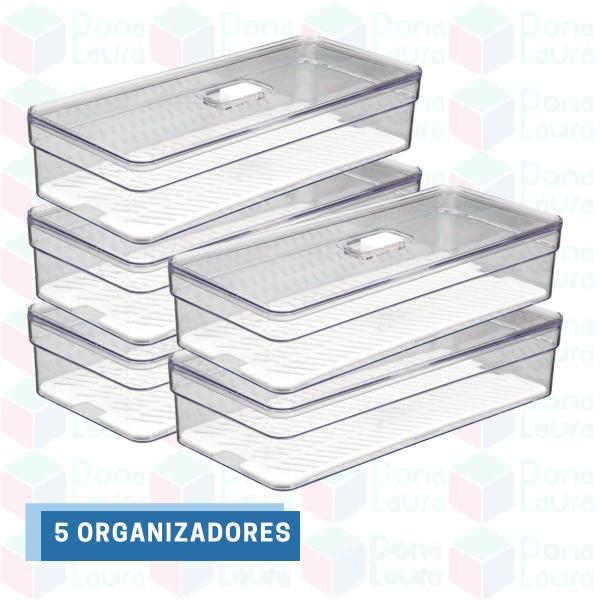 Imagem de Organizadores Modular Com Tela P/ Alimentos Retangular - 5 UN