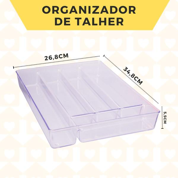 Imagem de Organizadores Talheres Acrilico Transparente 5 Divisorias - 3 UN