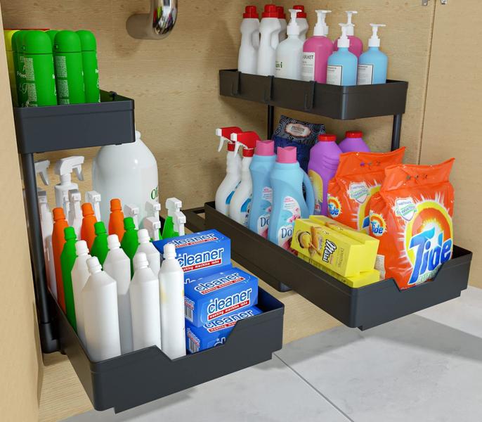 Imagem de Organizadores Under Sink Nature's Source Sliding em forma de L, pacote com 2