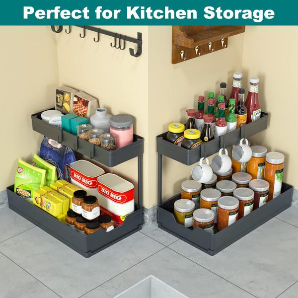 Imagem de Organizadores Under Sink Nature's Source Sliding em forma de L, pacote com 2