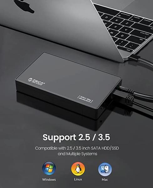 Imagem de ORICO Toolfree USB 3.0 para SATA Disco Rígido Externo 3.5 Capa para HDD SATA 3.5 e SSD Suporte UASP e Unidades de 16T