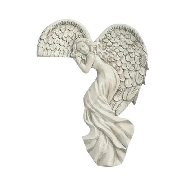 Imagem de Ornamento de Porta de Resina com Asas de Anjo - Decoração para Casa, Jardim e Presentes Artesanais