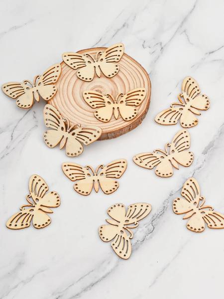 Imagem de Ornamentos de Borboleta de Madeira - Kit com 10 Peças para Decoração DIY