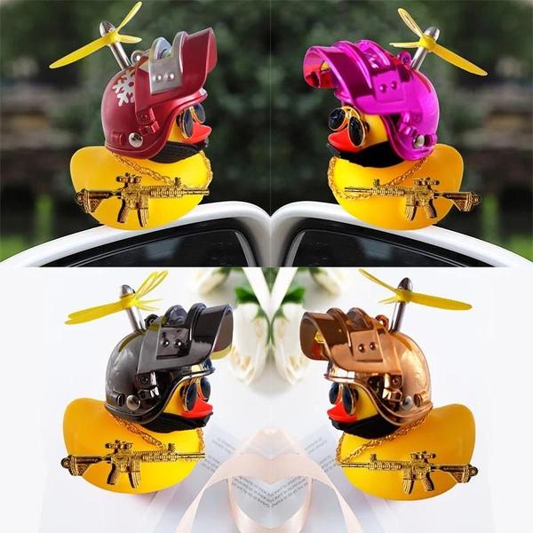 Imagem de Ornamentos de Pato Amarelo com Capacete para Bicicleta - Decoração para Moto