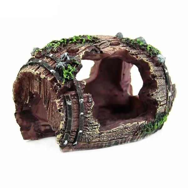 Imagem de Ornamentos de Resina para Aquário - Decoração de Caverna de Barril Artificial