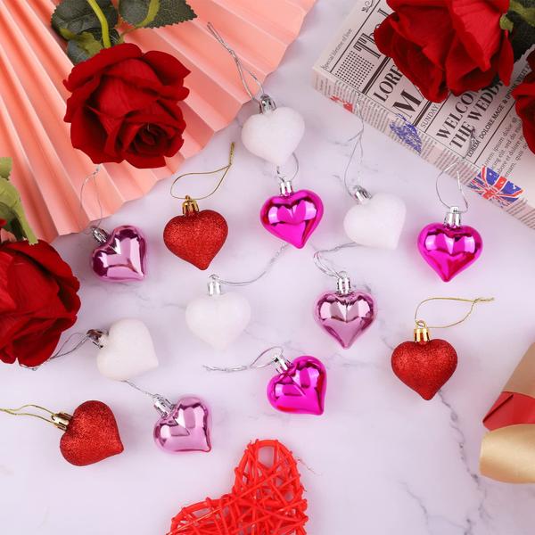 Imagem de Ornamentos Elcoho para o Dia dos Namorados Heart Baubles 24 peças