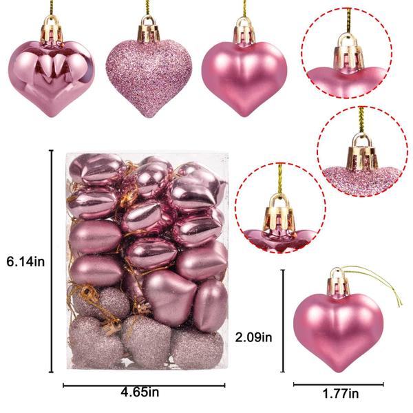 Imagem de Ornamentos em forma de coração para o Dia dos Namorados VABAMNA Rose Gold x36