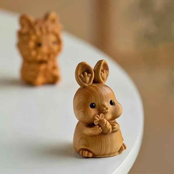 Imagem de Ornamentos Em Miniatura De Animais Do Zodíaco, Escultura Em Madeira, Mouse, Boi, Tigre, Coelho,