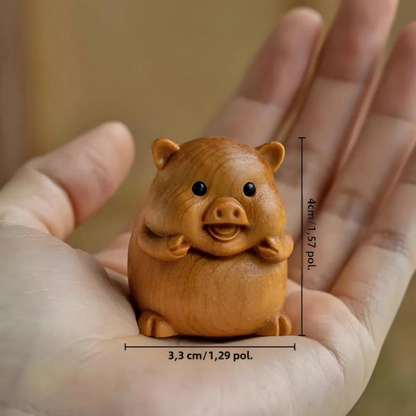 Imagem de Ornamentos Em Miniatura De Animais Do Zodíaco, Escultura Em Madeira, Mouse, Boi, Tigre, Coelho,