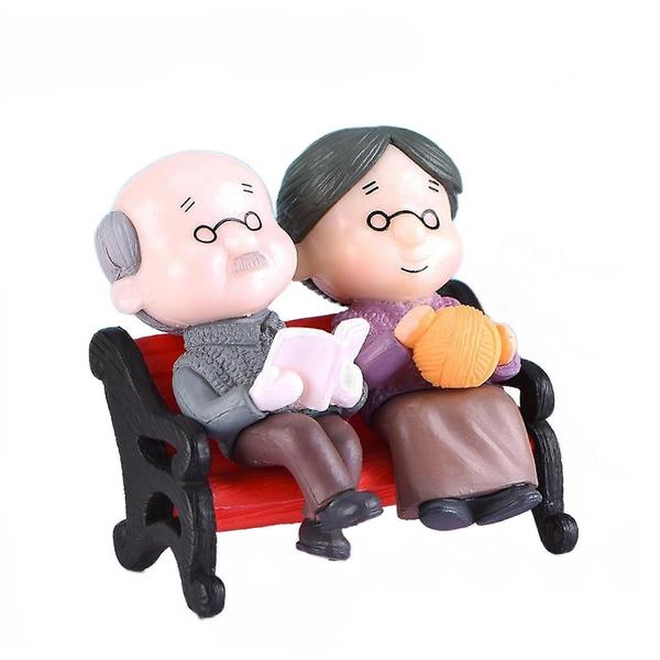 Imagem de Ornamentos em miniatura Wokex Grandma Grandpa Couple com cadeiras