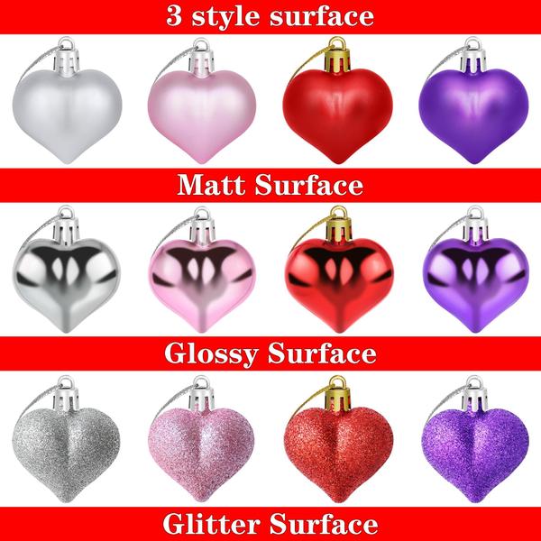 Imagem de Ornamentos Yuronam Heart 12 peças de plástico roxo de 4,5 cm