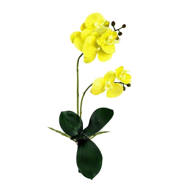 Imagem de Orquídea Amarela 3D 47X14X10Cm Planta Artificial Toque Real