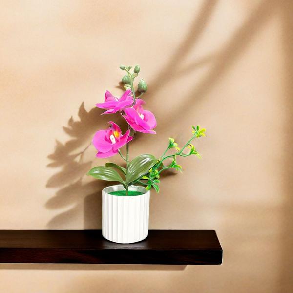 Imagem de Orquidea Artificial Phalaenopsi Com Vaso E Caule Decoração