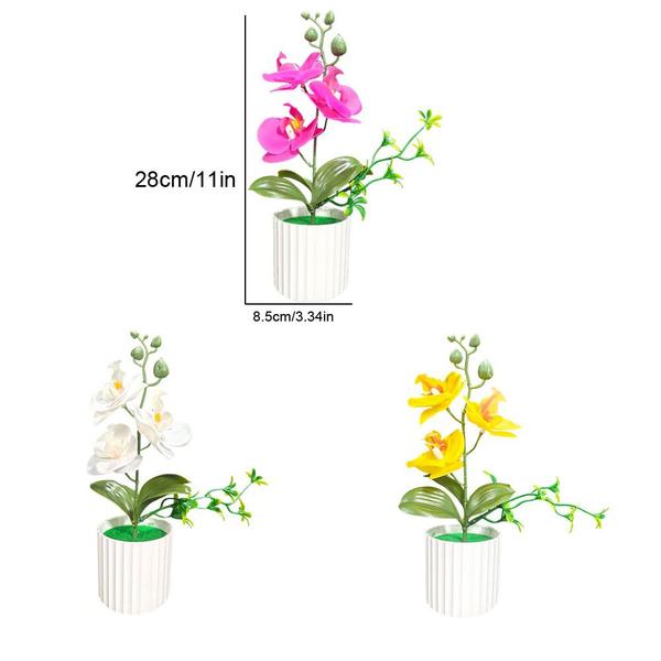 Imagem de Orquidea Artificial Phalaenopsi Com Vaso E Caule Decoração