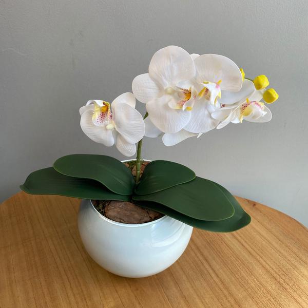 Orquídea Branca Artificial Arranjo no Vaso Branco Flores Permanentes - Decore Fácil Shop Imagem de Orquídea Branca Artificial Arranjo no Vaso Branco Flores Permanentes