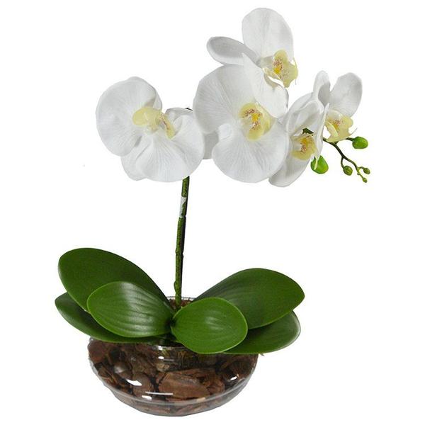 Orquídea Branca Artificial Arranjo Permanente - Maria de souza claus epp Imagem de Orquídea Branca Artificial Arranjo Permanente