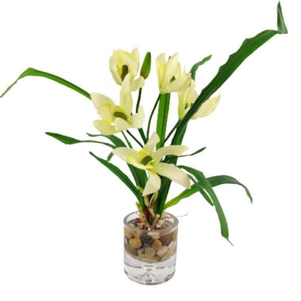 Imagem de Orquídea Branca Planta Artificial 31X20X17Cm Com Vaso