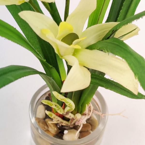 Imagem de Orquídea Branca Planta Artificial 31X20X17Cm Com Vaso