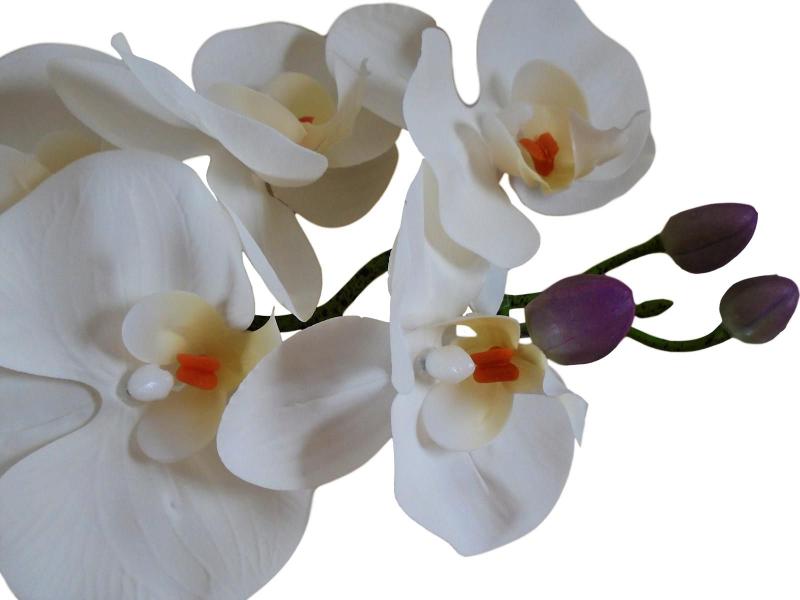Imagem de Orquídeas artificias 3D em silicone 6 hastes branco