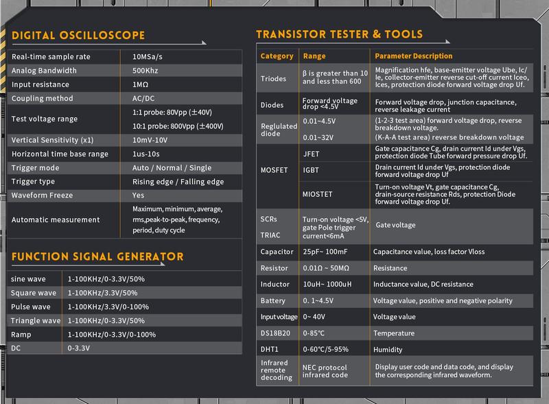 Imagem de Osciloscópio 3 em 1 FNIRSI DS0TC3 Transistor Gerador Sinal