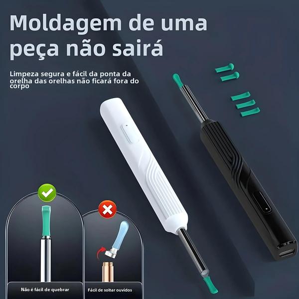 Imagem de Otoscópio Inteligente 1296p com Câmera Mini USB-C - Removedor de Cera de Ouvido