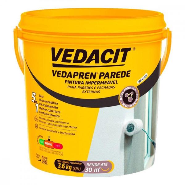 Imagem de Otto Vedacit Vedapren Parede Pintura Impermeavel Branca 3,6Kg