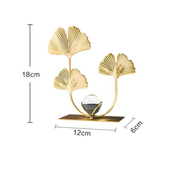 Imagem de Ouro Ginkgo Folha Ferro Artesanato Luxo Bola De Cristal Ornamento Para Sala Estar Tv Armário Vinho