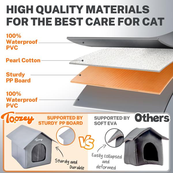 Imagem de Outdoor Cat House Toozey Sturdy com isolamento para o inverno