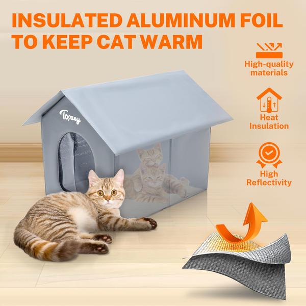 Imagem de Outdoor Cat House Toozey Sturdy com isolamento para o inverno