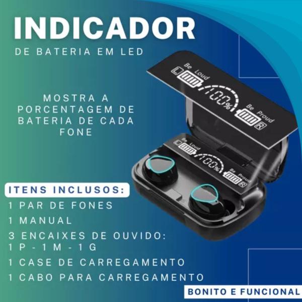 Imagem de Ouvido Bluetooth 5.1 Sem Fio Gamer Com Microfone Indicador Bateria Forte Entrega Rapida