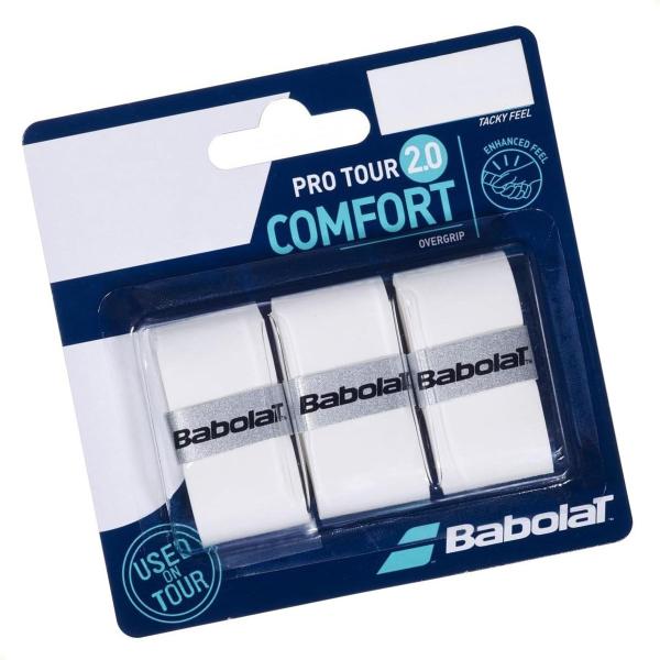 Overgrip Babolat Pro Tour Comfort 2.0 Branco Pack com 3 un. Imagem de Overgrip Babolat Pro Tour Comfort 2.0 Branco Pack com 3 un.