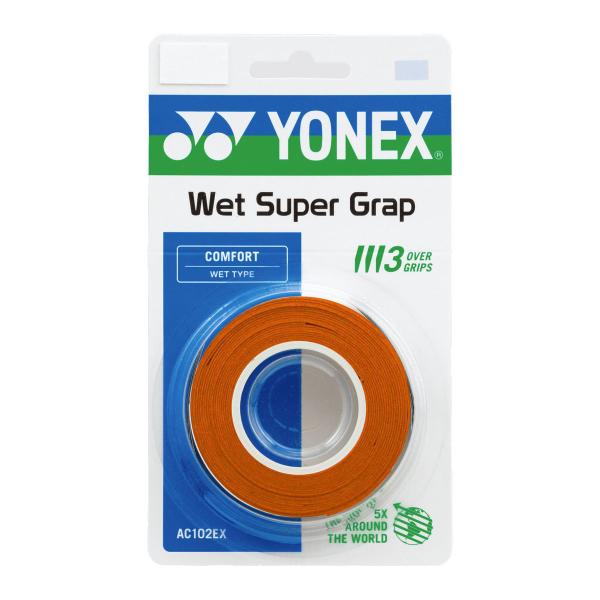 Imagem de Overgrip Yonex Wet Super Grap Laranja - 3 unidades