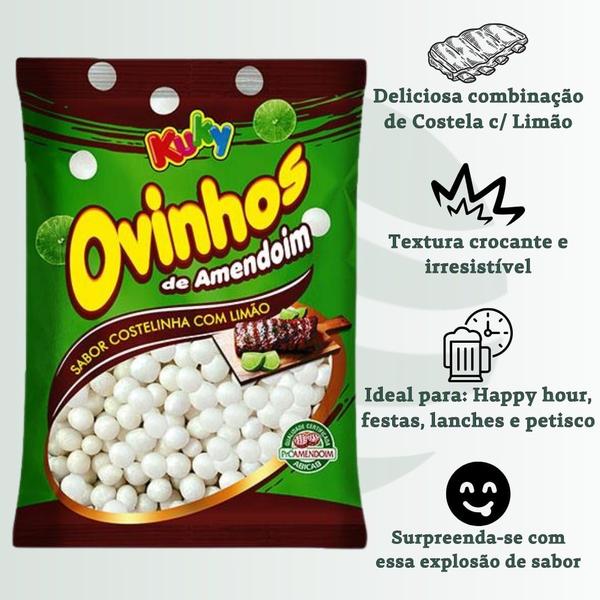 Ovinho de Amendoim Sabor Costelinha com Limão 1kg Kuky Imagem de Ovinho de Amendoim Sabor Costelinha com Limão 1kg Kuky