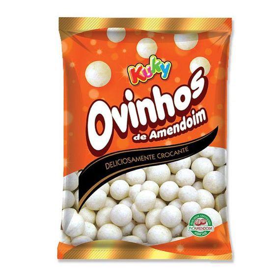 Imagem de Ovinhos Bolinha Branca Salgadinho de Amendoim Kit com 600g