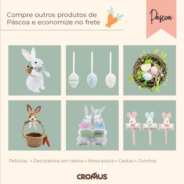 Imagem de Ovinhos de Páscoa decorativos no saquinho para pendurar Azul e Branco Coelinho 9 Un 5,5cm