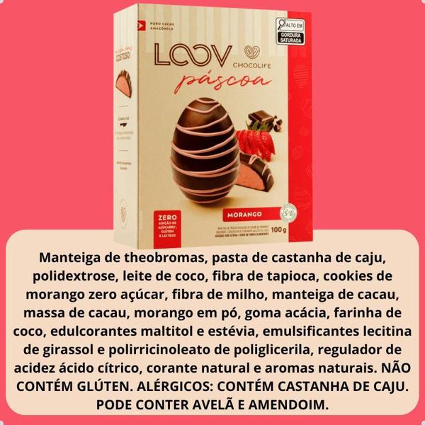 Imagem de Ovo De Páscoa Loov Puro Cacau 100G Chocolife Morango