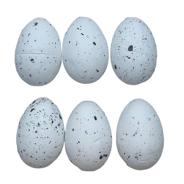 Imagem de Ovos de Páscoa Branco com Respingos Pretos para Pendurar - 5,5cm - 6 unidades - Rizzo