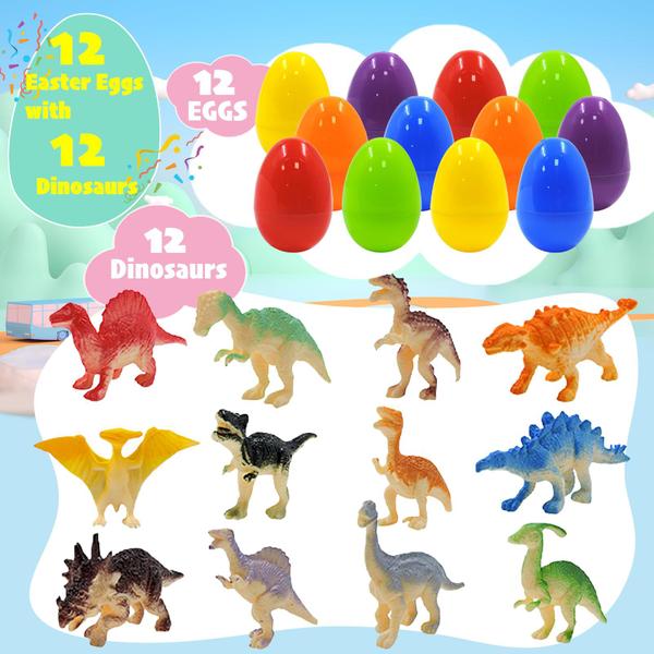 Imagem de Ovos de Páscoa pré-preenchidos CLAPET com brinquedos de dinossauro, 12 unidades