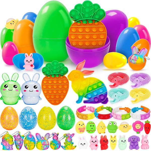 Ovos de Páscoa pré-recheados Jusmile com brinquedos para alívio do estresse, pacote com 36 - Jyusmile Imagem de Ovos de Páscoa pré-recheados Jusmile com brinquedos para alívio do estresse, pacote com 36