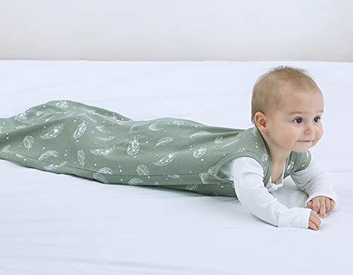 Imagem de Owlivia Baby Algodão Orgânico 0.5tog Wearable Blanket - Saco de dormir leve com zíper de 2 vias, Boys Girls Swaddle Transition Sleep Sack (Feather Green, 12-18 meses)