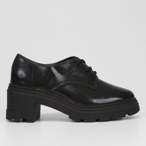 Oxford Salto Tratorado Oxford Feminino Preto Verniz Oxford