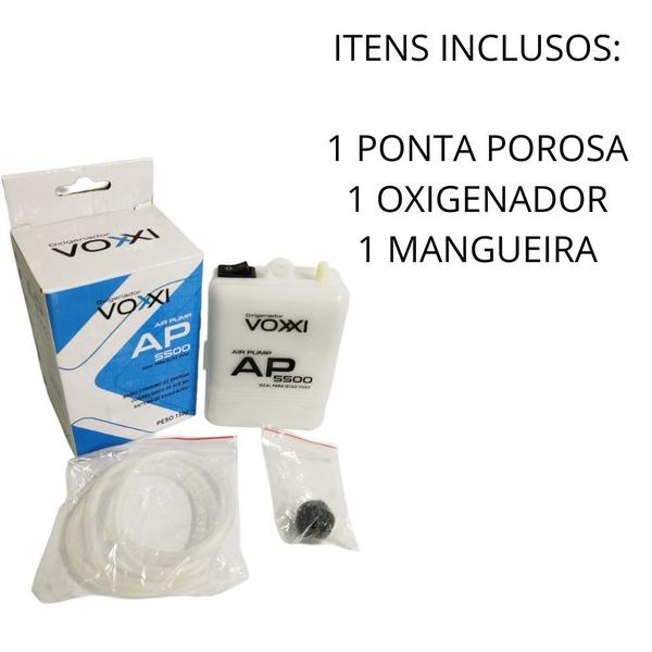 Imagem de Oxigenador Voxxi Compressor Aquário Pesca Ap5500 Isca Viva Aerador Fazer Oxigênio Bombinha De Ar