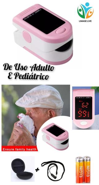 Imagem de Oxímetro de Uso Pediátrico e Adulto Dedo/Pulso com Estojo Anti-Queda + Pilhas