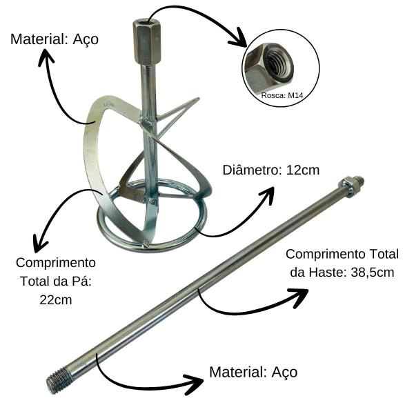 Imagem de Pá Completa M14 Para Misturador de Argamassa Bosch Stanley