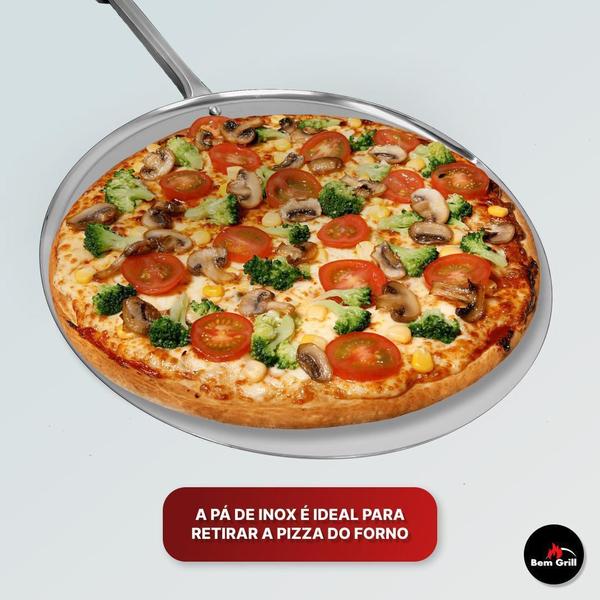 Pá De Pizza 40Cm Em Aço Inox Cabo Curto Em Inox Profissional - Bem Grill Imagem de Pá De Pizza 40Cm Em Aço Inox Cabo Curto Em Inox Profissional
