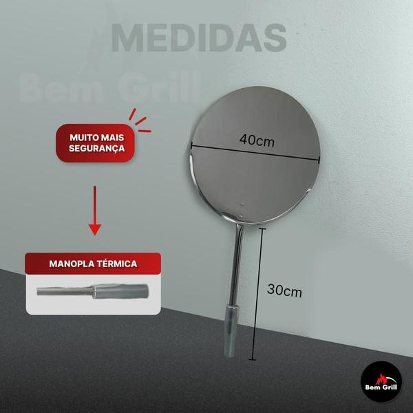 Pá De Pizza 40Cm Em Aço Inox Cabo Curto Em Inox Profissional - Bem Grill Imagem de Pá De Pizza 40Cm Em Aço Inox Cabo Curto Em Inox Profissional
