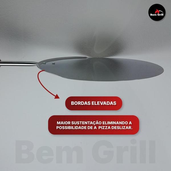 Pá De Pizza 40Cm Em Aço Inox Cabo Curto Em Inox Profissional - Bem Grill Imagem de Pá De Pizza 40Cm Em Aço Inox Cabo Curto Em Inox Profissional